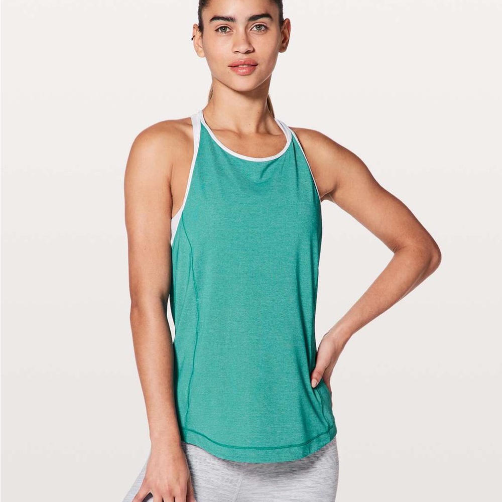 lululemon athletica Teal Racerback Tank with White Trim